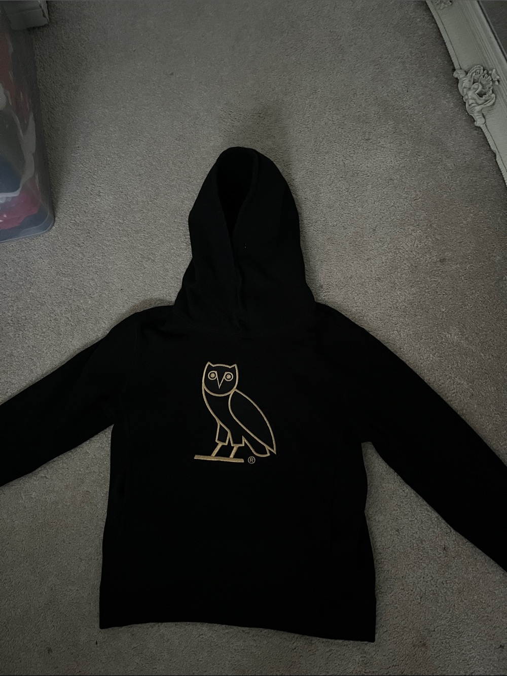 OVO Black Hoodie with Gold Outline Owl Logo
